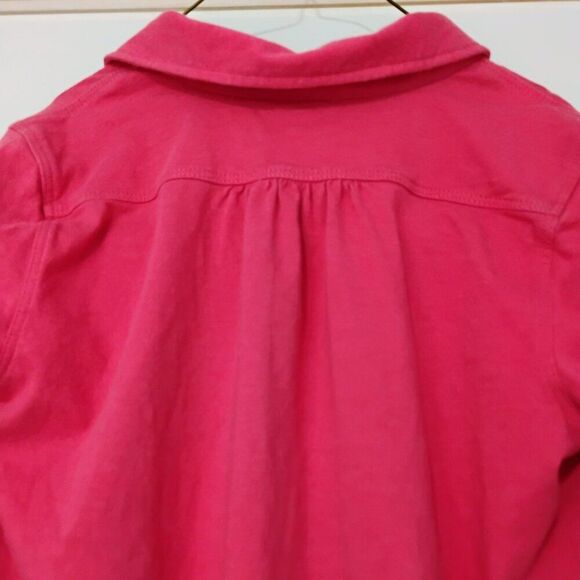 Ralph Lauren Girls 6X Cargo Pocket Soft Knit Shirt Roll Tab Sleeves Fuchsia Pink - Picture 4 of 13